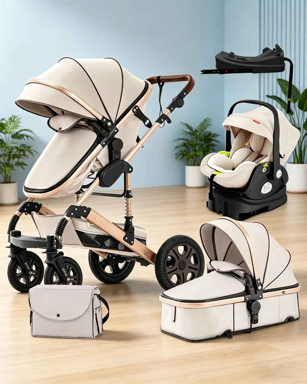 Baby Travel Stroller 5-IN-1 Car Seat Stroller Newborn Pram